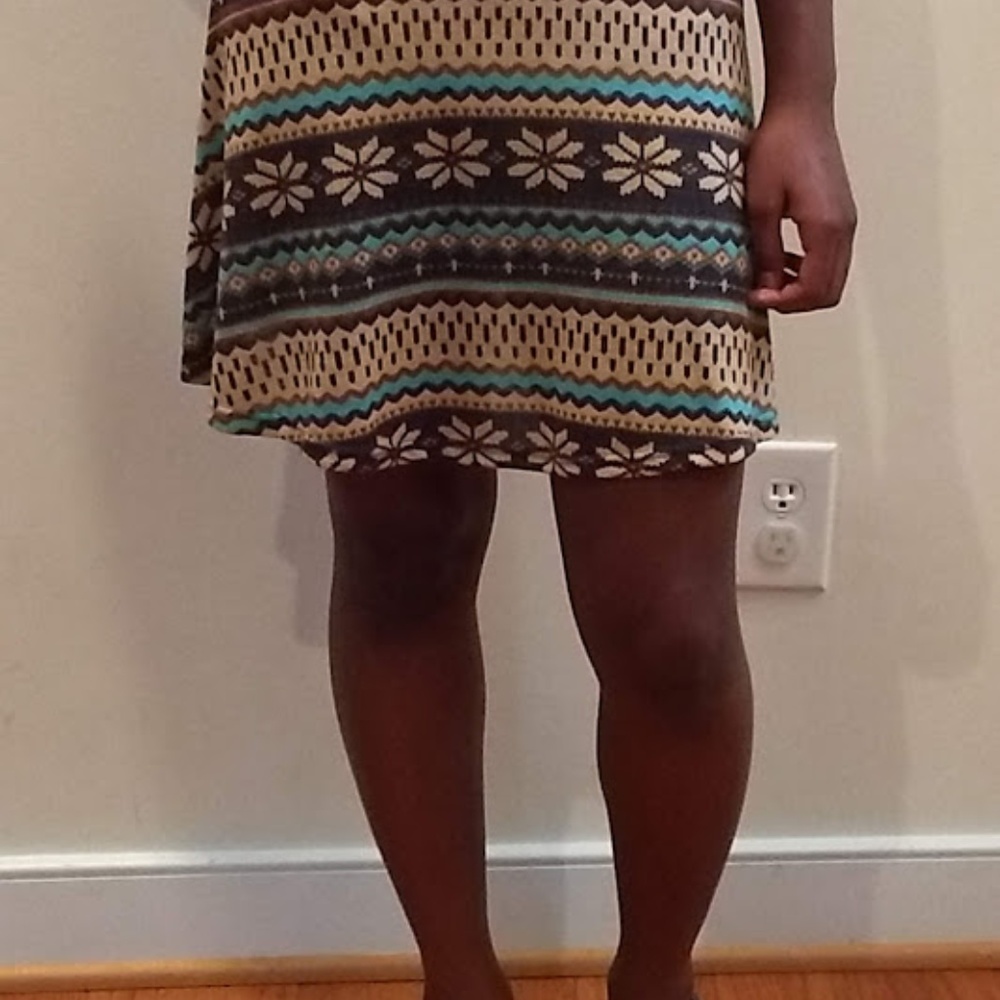 Ethnic Print Multi-Color Mini Skirt